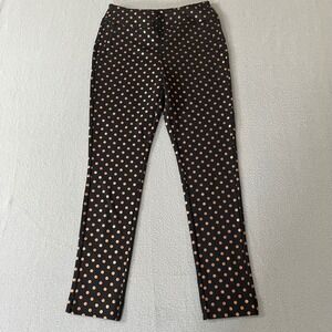 Soft‎ Surroundings Black Copper Metallic Polka Dot Slim Leg Pants Small stretch